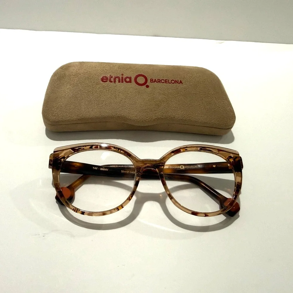 Etnia Barcelona‎ Designer Eyeglass Frames TAT Brown Havana 51-17-140 w/ Case